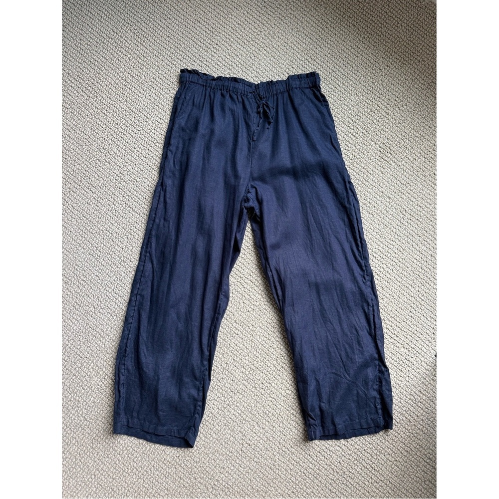 🏷️🧡🔥J. Crew - Navy Soleil 100% Linen Pants - M & LP - Picture 3 of 4